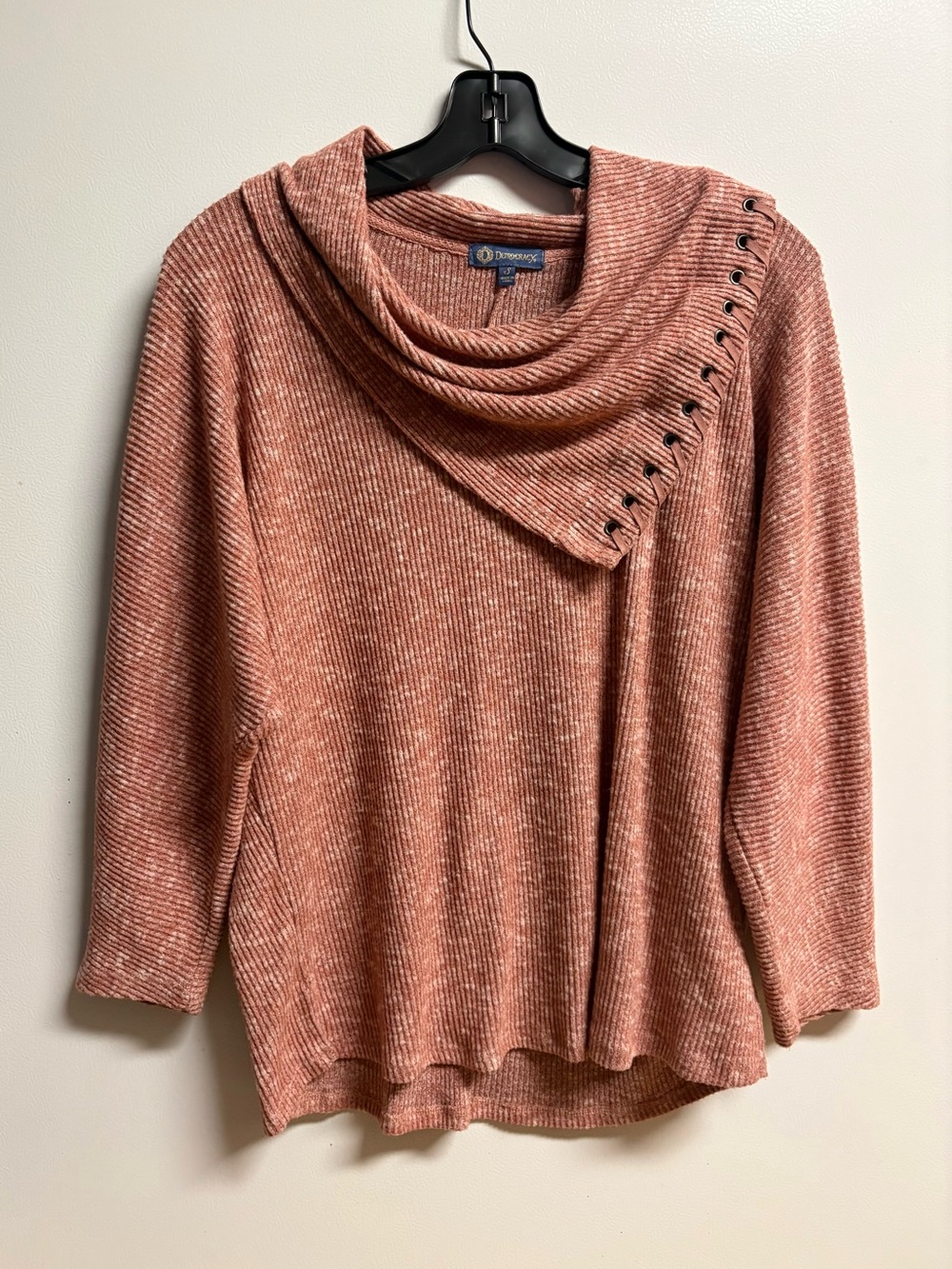 Democracy Ribbed Cowl Neck Sweater - Dusty Rose